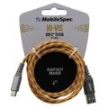 Mobilespec Hi-Vis 4Ft Usb-C To Usb-A Cable, Orange MBSHV0433